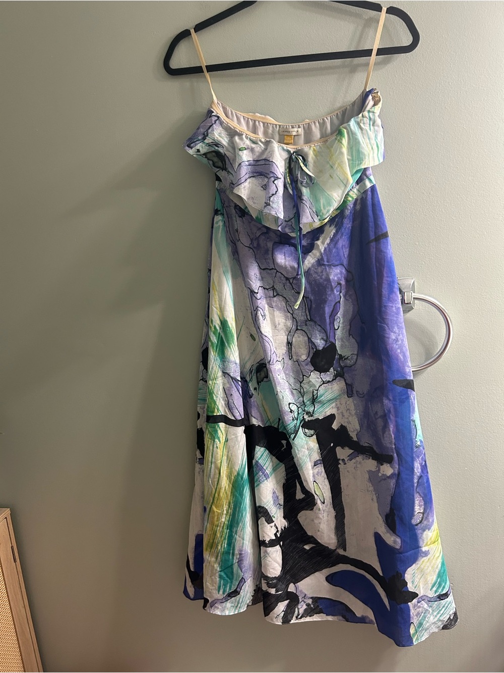 Leifsdottir for Anthropologie midi dress watercolour strapless or halter silk